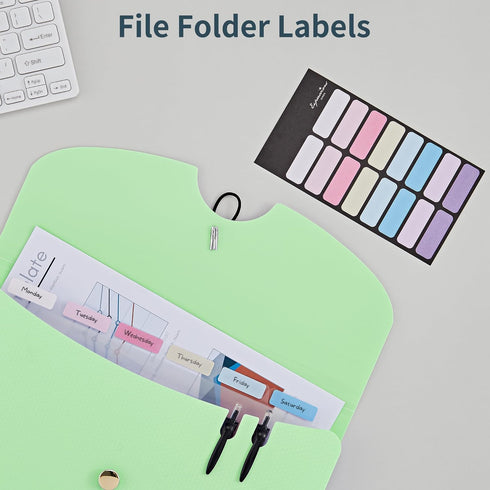 JARLINK 7 Pockets Expanding File Folder - A4 Size Accordion File Folders - Portable Document Organizer - Macaron Green