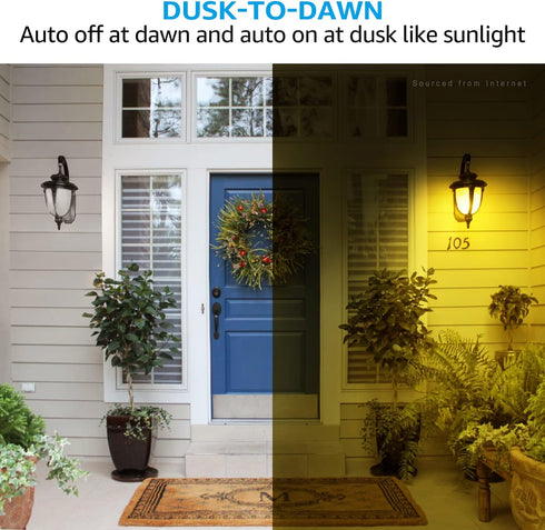 TORCHSTAR Yellow Dusk to Dawn Light Bulbs Outdoor, Sensor A19 LED Light Bulb, UL Listed, 9W (60W Eqv.), 600lm, Auto On/Off Photocell Automatic for Outdoor Lighting, 2700K Soft White, Pack of 4 by TORCHSTAR