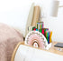 Back to School Rainbow Pencil Pen Holder, Boho White Pink Wooden Organizer for Makeup Brushes, Crayon, Office Supplies