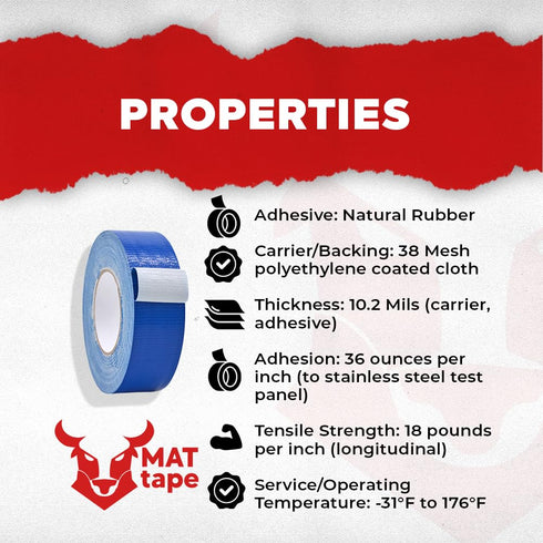 MAT Duct Tape Black, Industrial Grade, 2 inch x 60 ft, Waterproof & UV Resistant for Crafts, Repairs, Projects