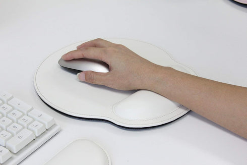 RICHEN White Ergonomic PU Leather Keyboard Wrist Rest and Mouse Pad Set, Comfortable Memory Foam for Office and Gaming