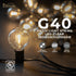 26ft G40 Bulbs, 25 Bulbs, Formosa Clear Incandescent Christmas String Light, Outdoor Shatterproof Patio Light