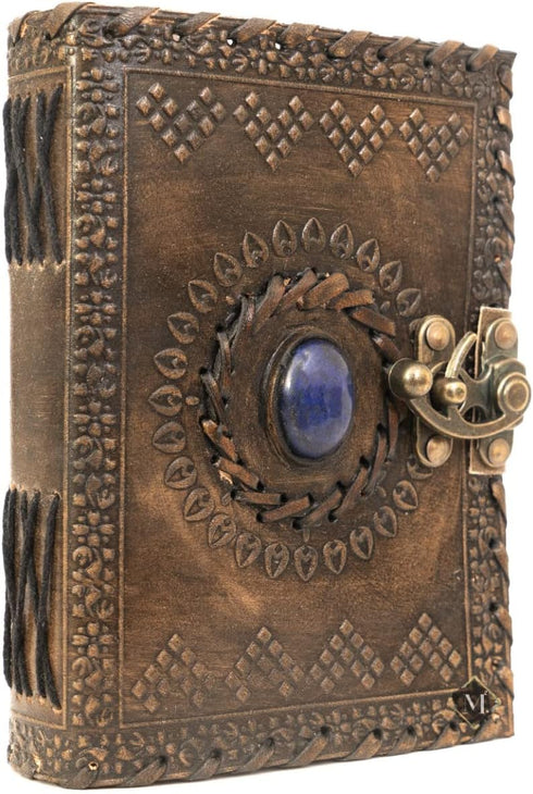 MONTEXOO Leather Bound Journal Sketch Book, Genuine Embossed, 5 x 7 inches, Unlined Paper, 200 Pages, Brown