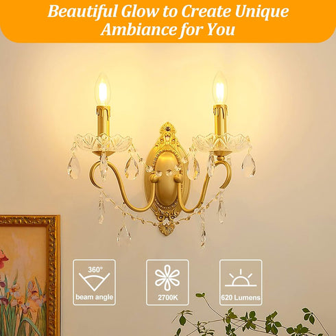 Brightever E12 Candelabra LED Light Bulbs, 60W Equivalent, 5-Pack B11 6W, 2700K Warm White Candle Lightbulbs
