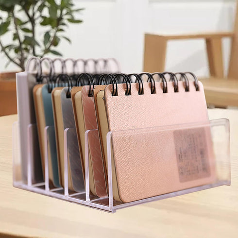 DOITOOL Acrylic File Organizer and Bookends for Desk, Desktop Book Storage Holder with Sturdy Book Rack, Office