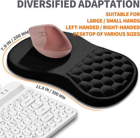 Armanza 11.8x7.9 Ergonomic Joint Wrist Support Mouse Pad with Memory Foam Cushion Massage Bump, Carpal Tunnel Pain