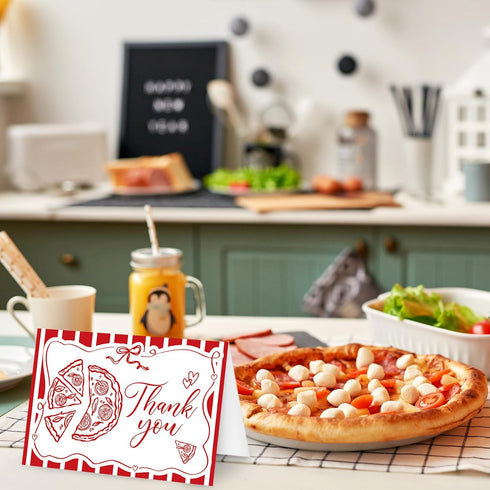 50Pcs 4 6 Inch Whaline That's Amore Thank You Cards Blank Note Cards with Envelopes Stickers Red Pizza Ciao Bambino