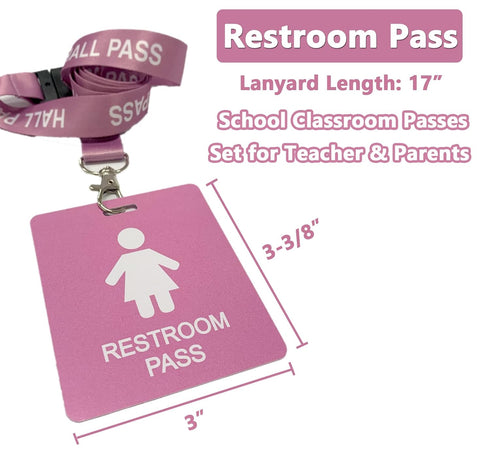 Hall Pass Lanyards with Card Passes, Unbreakable Classroom Passes Set for Teacher Parents, 6 Pcs