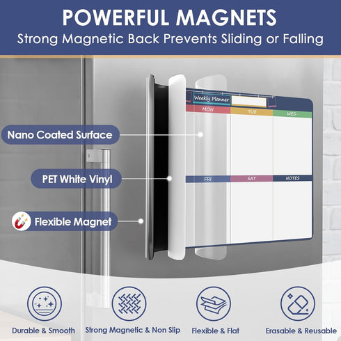 MaxGear Magnetic Dry Erase Calendar for Refrigerator, 11"x14" Monthly & Weekly Calendar Whiteboard for Fridge Magnet Board Erasable Fridge Planner Whiteboard, Chore Calendar for Adults, to do List by MaxGear