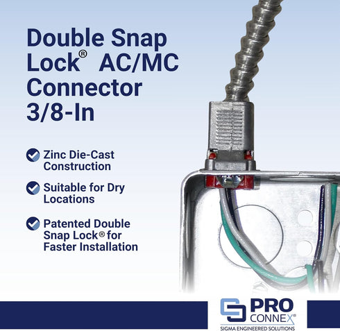 SIGMA ENGINEERED SOLUTIONS ProConnex C-570 Double Snap Lock AC/MC Connector, 25-Pack