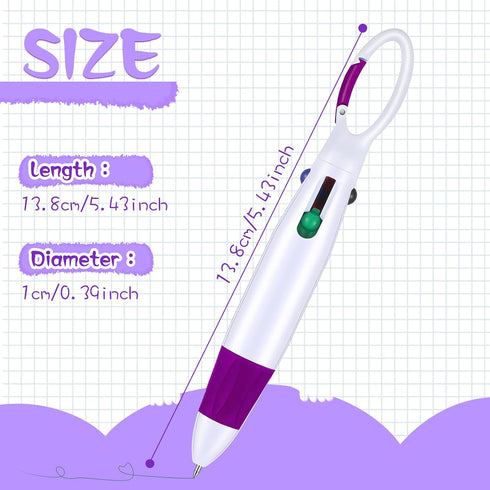 Retractable Shuttle Pens with Buckle Clip - 4 in 1 Multicolored Ink Ballpoint Pens, 120 Pieces for Office Supplies