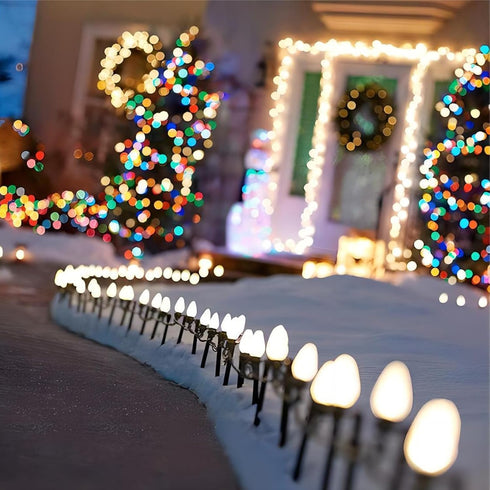 White Christmas Light Replacement Bulbs, 25 Pack Warm White LED C9/E17 Base Shatterproof, 0.6W Indoor/Outdoor