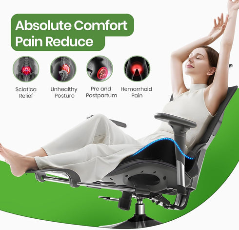 A-Pce Seat Cushion-Large Memory Foam Cushion for Office Chair-Sciatica & Lower Back & Coccyx Pain Relief-Coccyx Cushion