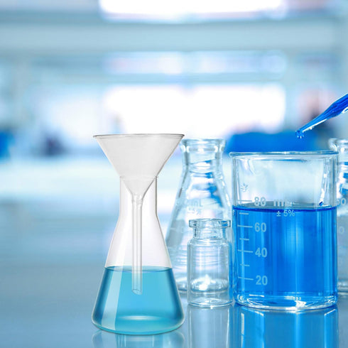 Hemobllo Chemistry Powder Funnel Glass Funnel Set, Short Stem Labware for 45mm, 50mm, 75mm, 100mm (4pcs)