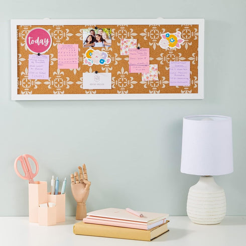 Juvale Cork Bulletin Board - 10 x 24 inch with White Frame, Decorative Hanging Pin Board for Office, Home Decor
