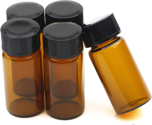 JIUWU 5ml Liquid Sample Glass Bottles Vials Screwcap Brown Lab Collection Container, Pack of 10