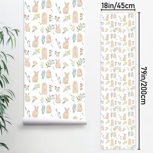 LiveGallery Cartoon Rabbit Wallpaper Lavender Wallpapers Flower Plants Wall Paper Peel and Stick Contact Paper