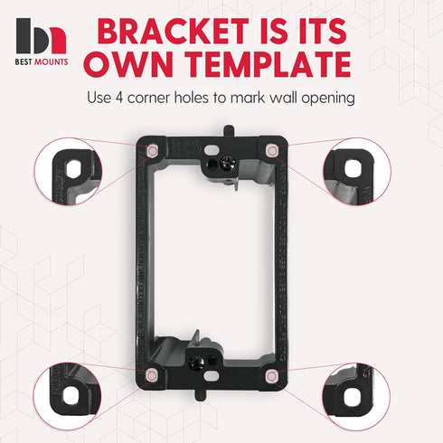 BestMounts 2 Pack Low Voltage Mounting Brackets for Drywall Outlet Cable Pass Through Wall Plates