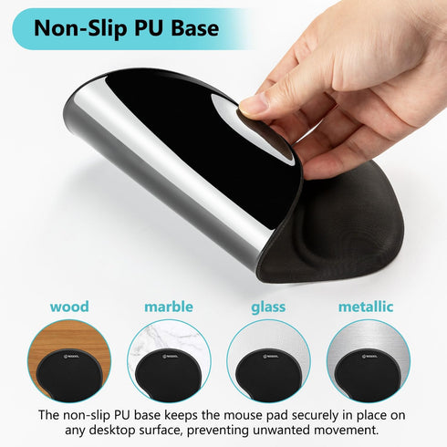 Soqool Mouse Pad, 2 Pack Ergonomic with Gel Wrist Rest Support, Non-Slip PU Base, Durable and Easy to Clean, Black
