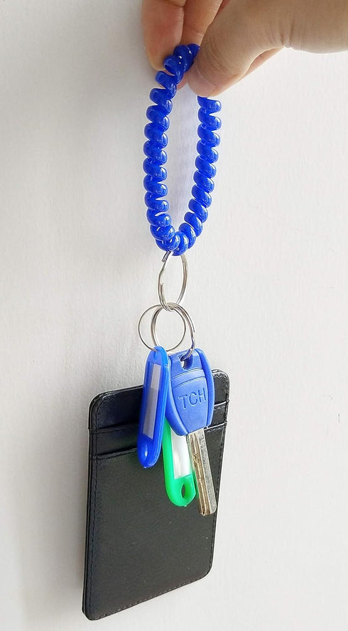Wrist Keychain, Spring Spiral Stretch Coil Wristband Key Ring for Gym, Pool, ID Badge, Keys