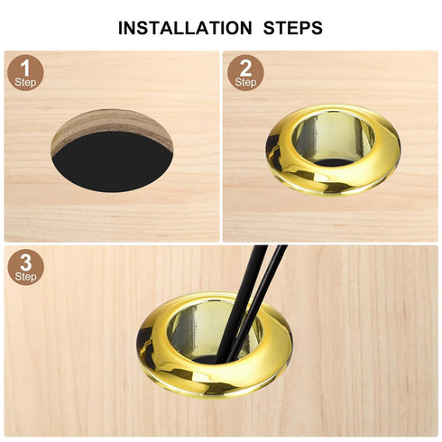 uxcell 6Pcs Cable Hole Cover, 12/32 inch(18mm) ABS Office Desk Cable Wire Cord Grommet Organizer (Black)