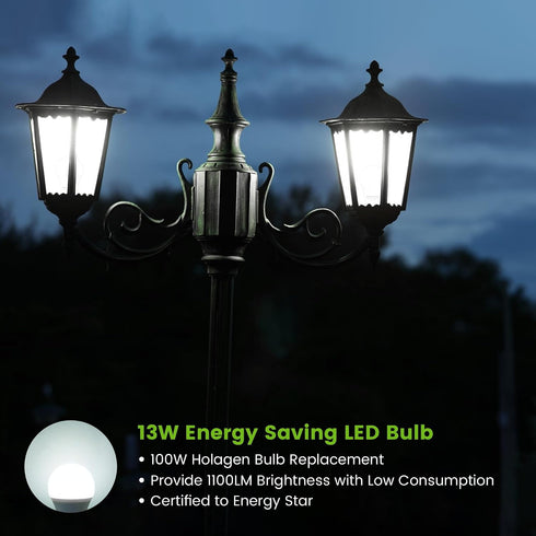 Bulb, 13W 60W A19 E26 Bulb, 5000K 1100LM, 3 Pack OHLUX Dusk to Dawn Outdoor Light Equivalent Energy Saving Led Cool