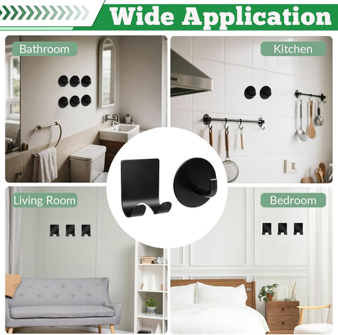 NEATABY 4 Pcs Black Razor Holder Bathroom Hooks Adhesive Heavy Duty Stainless Steel Multi Storage Shower Hooks