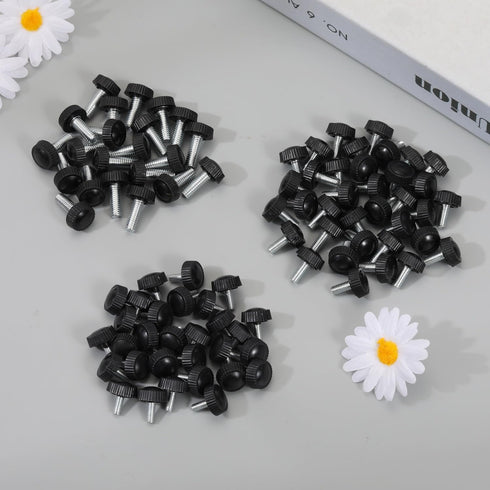 Impnit 30PCS 3 Screw(M4M5M6) Size Threaded Knurled Thumb Screws, Monitor Screws Vesa Screws Carbon Steel Clamping Knobs