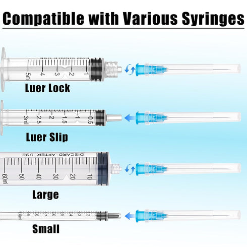 23G 3/2in Package 100 Dispensing Needles, Disposable Sterile