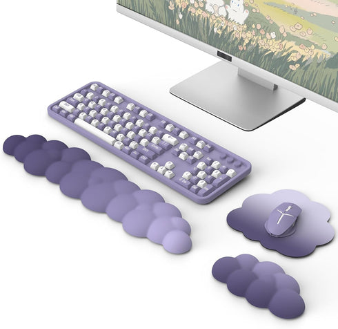 MoKo Cloud Wrist Rest, Ergonomic Cloud Keyboard Wrist Rest with Mouse Pad, Upgraded PU Leather Arm Rest for Office,
