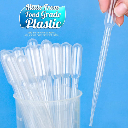 Teenitor 3ML Pipettes Plastic Eye Droppers, 25PCS Transfer Pipettes for Essential Oils, Dropping Liquids