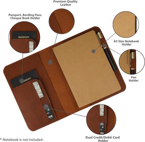 Premium A5 Diary Cover, Elegant Leather Journal Protector, Refillable & Stylish Notebook Cover, Handmade Classic A5