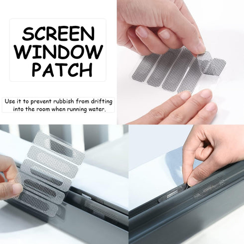 6.56ft + 20 pcs Windows Screen Repair Tape Patches, VEINARDYL Self-Adhesive Stickers for Repairing Holes