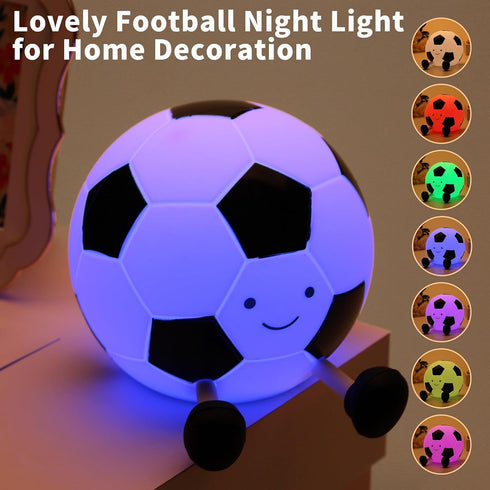 FineLiMoLa 7 Soccer Silicone Night Light for Kids,Cartoon Soccer Lamp Squishy Silicone Baby Nursery Night Light