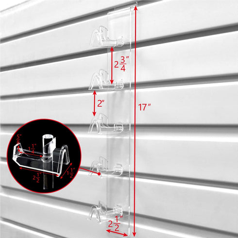 MOOCA Acrylic 5 Tier Slatwall & Wall-mounted Sunglasses Holder Organizer for Eyeglasses and Optical Glasses