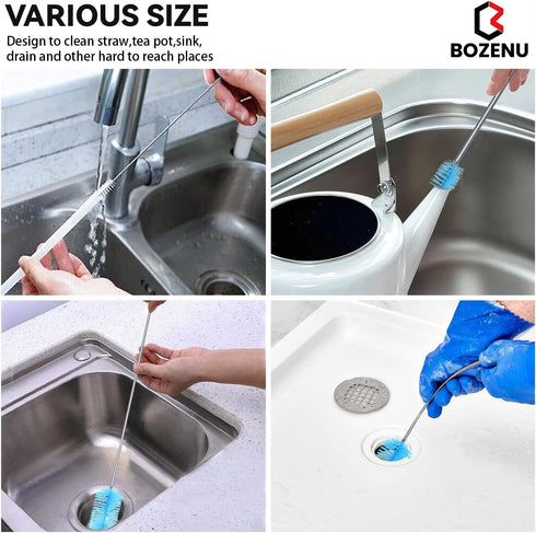 Flexible Drain Brush, 66 Inch Long Double Ended Hose Pipe Cleaning Brush with 58 Inch Tube Brush