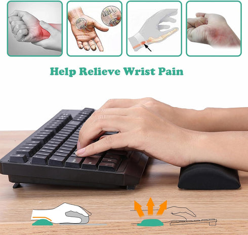 Keyboard and Mouse Wrist Rest Set, Memory Foam Ergonomic Pad for Computer Desk Accessories (Black)