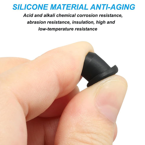 PATIKIL 20 Pack Silicone T-Hole Stoppers 9.3mm/0.37inch, Soft Flexible Waterproof Bottle Seal Plug, Black