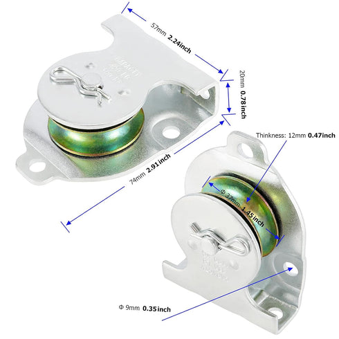 8 Packs Ceiling Mount Single Pulleys, 1-1/2 Inch Wall Mount for 3/8 Inch Cord or Rope, Zinc Plating, Working Load 420
