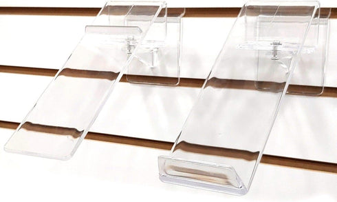 Slatwall Swivel Shoe Display with Heel Rest, Clear Angled Retail Single Footwear