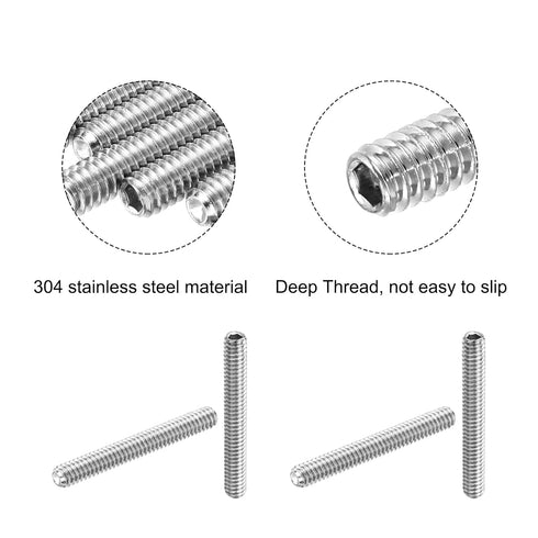 uxcell 5Pcs Hex Socket Grub Screw, 1/4-20x2" 304 Stainless Steel Head Socket Set Screws for Door Handles