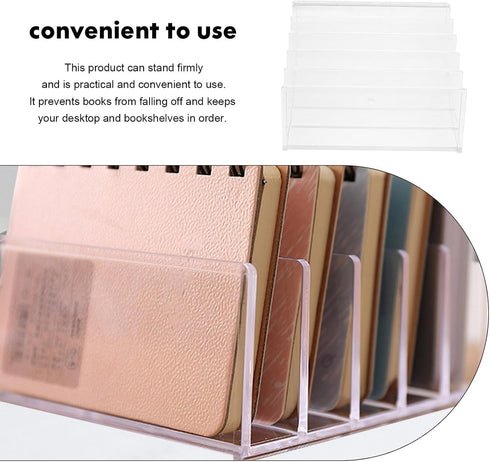 DOITOOL Acrylic File Organizer and Bookends for Desk, Desktop Book Storage Holder with Sturdy Book Rack, Office