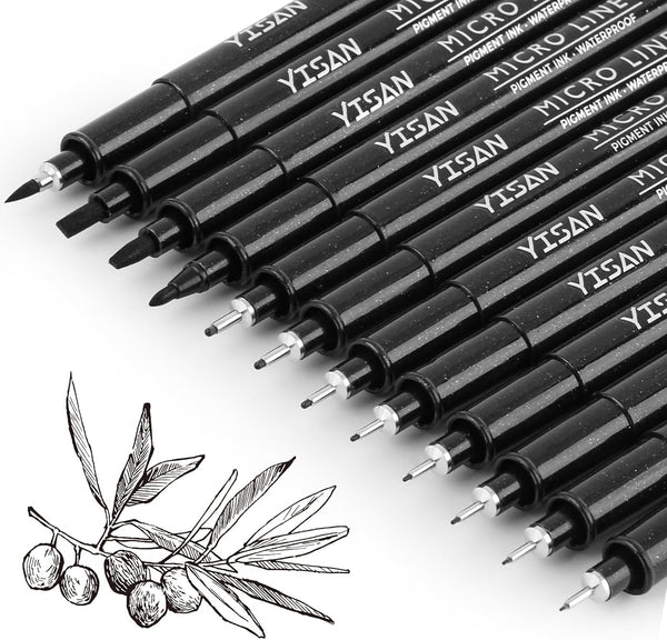 YISAN Drawing Art Pens,Micro Fineliner Pens,Fine Tip Manga Markers for Artist Sketch