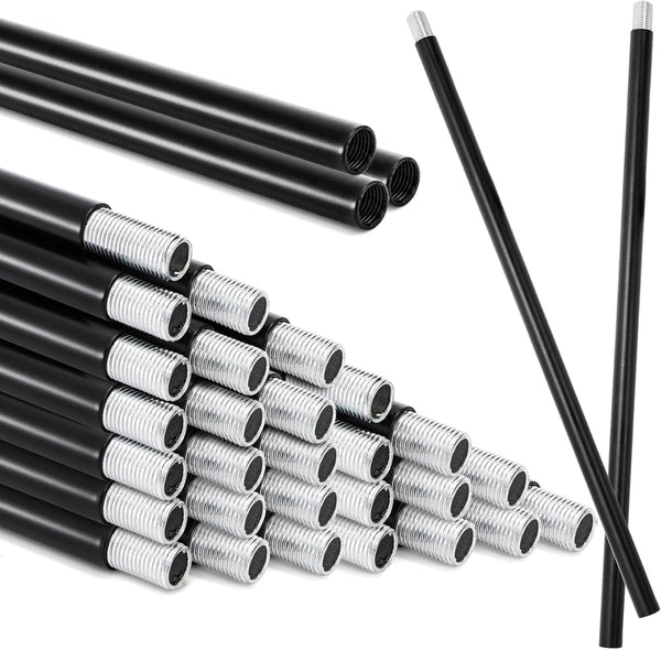 Noamus 20 Pack Matte Black M10 Threaded Extension Rod, 12 Inches Chandelier
