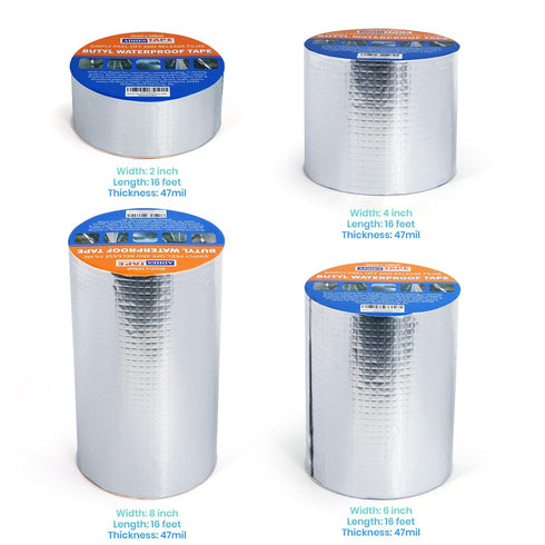 ADHES Upgrade Butyl Tape, Waterproof 1.2mm Thick, 6 inch x 16 feet Aluminum Foil Sealant Tape for RV Repair, Silver
