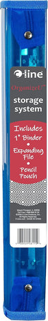 C-Line Zippered Binder with Expanding File, 2" Expansion, 7 Sections, Zipper Closure, Letter Size, Bright Blue