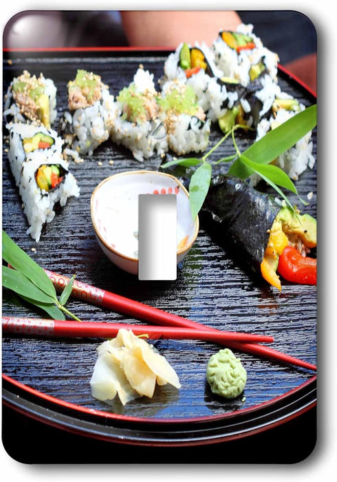 3dRose lsp_192515_1 " Nicely Decorated Presentation of Sushi On A Black Serving Plate Single Toggle Switch by 3dRose