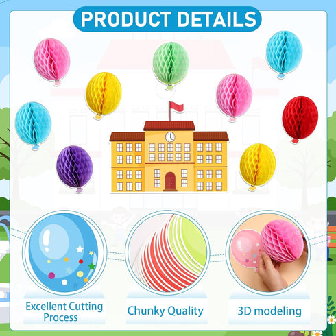TaoBary 84 Pcs 3D Colorful Balloon Honeycomb Bulletin Board Set, Balloon Accents Paper Cutouts for Kids Teacher Back to