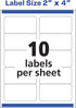 Avery Printable Repositionable Shipping Labels with Sure Feed, 2" x 4", White, 250 Blank Mailing Labels (58163)