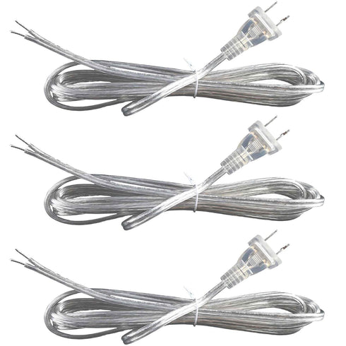 Clear Lamp Cord - 8 Feet Length Silver Replacement Lamp Cords for Lamp Repair, DIY Project, Rewire Electrical Cable
